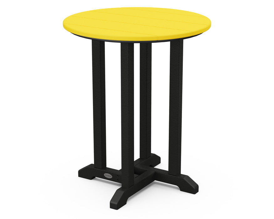 POLYWOOD® Contempo 24" Round Dining Table in Black / Lemon