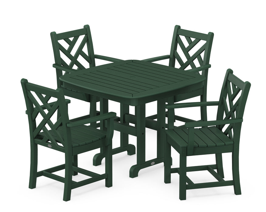 POLYWOOD Chippendale 5-Piece Arm Chair Dining Set in Green