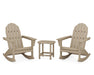 POLYWOOD Vineyard 3-Piece Adirondack Rocking Chair Set with South Beach 18" Side Table in Vintage Sahara