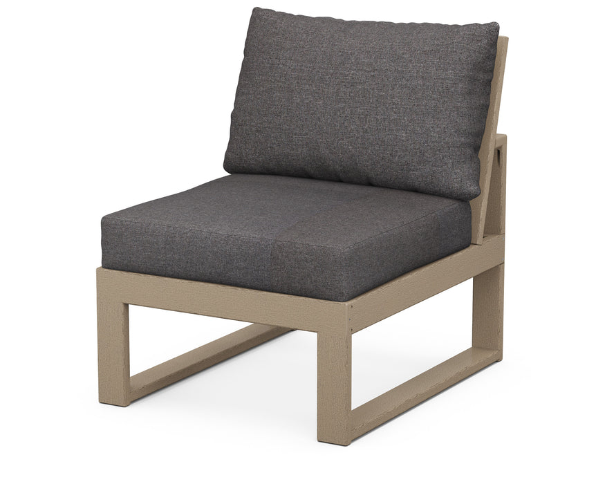 POLYWOOD Edge Modular Armless Chair in White with Glacier Spa fabric