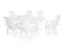 POLYWOOD Modern Curveback Adirondack 7-Piece Farmhouse Trestle Dining Set in Vintage White