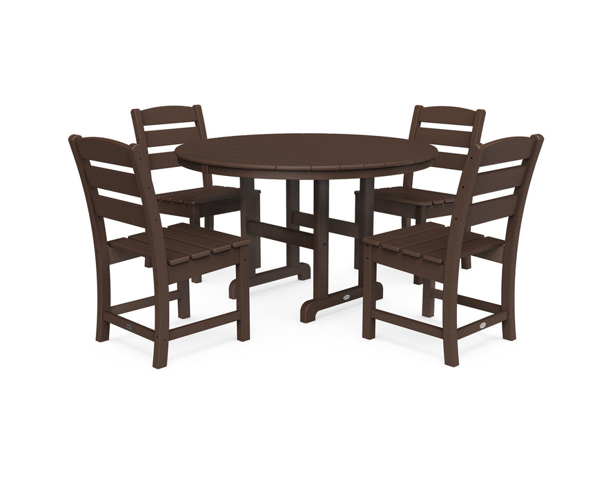 POLYWOOD Lakeside 5-Piece Round Side Chair Dining Set in Mahogany