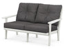 POLYWOOD Lakeside Deep Seating Loveseat in Vintage White with Ash Charcoal fabric