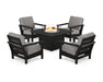 POLYWOOD Harbour 5-Piece Conversation Set with Fire Pit Table in