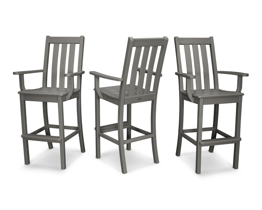 POLYWOOD Vineyard Bar Arm Chair 3-Pack in Slate Grey