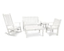 POLYWOOD Vineyard 5-Piece Bench & Rocking Chair Set in Vintage White
