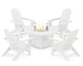 POLYWOOD Vineyard Curveback Adirondack 5-Piece Conversation Set with Fire Pit Table in White