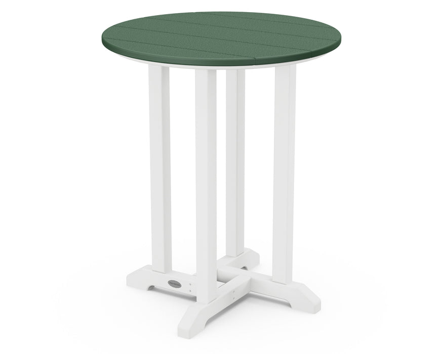 POLYWOOD® Contempo 24" Round Dining Table in White / Green