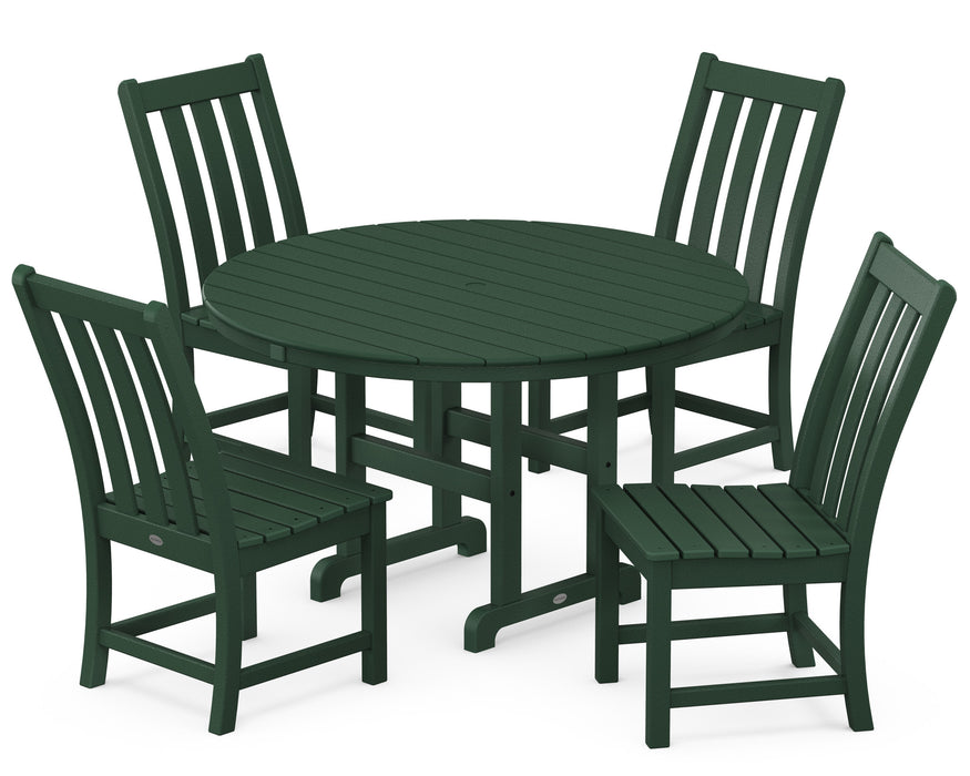 POLYWOOD Vineyard 5-Piece Round Side Chair Dining Set in Green