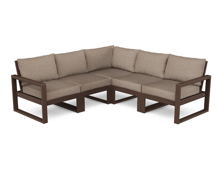 POLYWOOD EDGE 5-Piece Modular Deep Seating Set in Mahogany with Spiced Burlap fabric