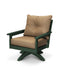 POLYWOOD Vineyard Deep Seating Swivel Chair in Vintage Coffee with Marine Indigo fabric