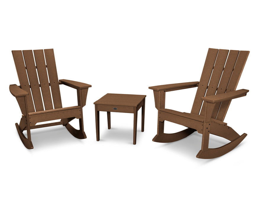 POLYWOOD Quattro 3-Piece Rocker Set in Teak