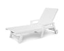 POLYWOOD Coastal Chaise with Wheels in White with White fabric