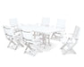 POLYWOOD Coastal 7-Piece Dining Set in White with White fabric
