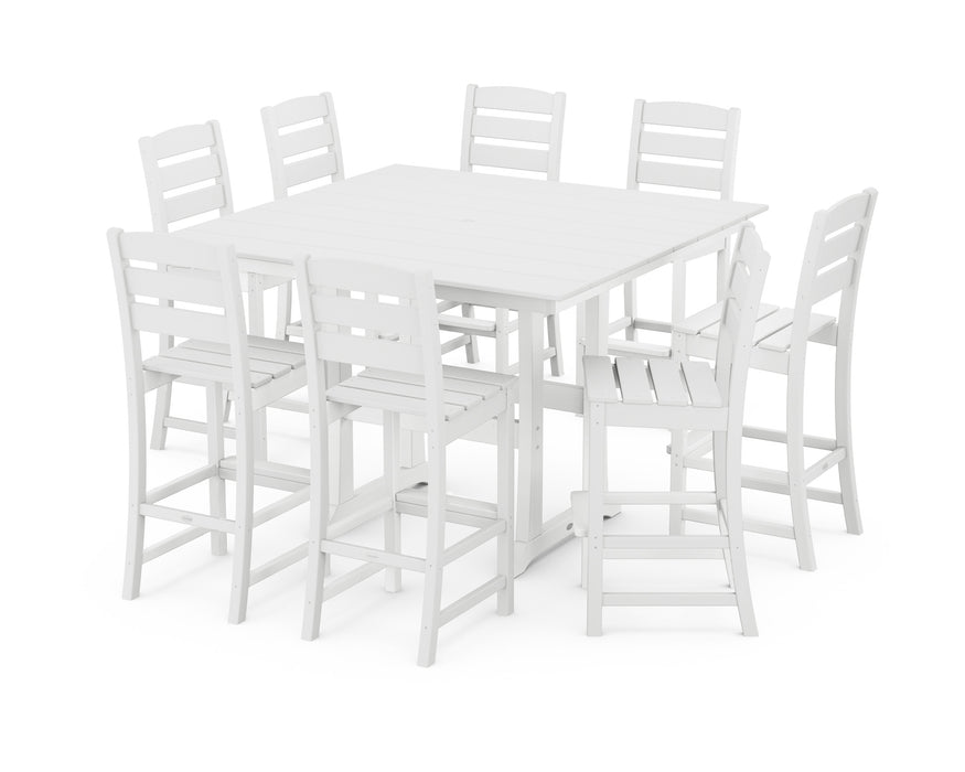 POLYWOOD Lakeside 9-Piece Bar Side Chair Set in White