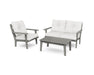 POLYWOOD Lakeside 3-Piece Deep Seating Set in Slate Grey with Natural Linen fabric