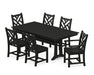 POLYWOOD Chippendale 7-Piece Farmhouse Trestle Dining Set in Black