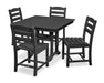 POLYWOOD La Casa Café 5-Piece Farmhouse Trestle Side Chair Dining Set in Black