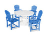 POLYWOOD 5 Piece Palm Coast Dining Set in Pacific Blue / White