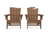 POLYWOOD Wave 2-Piece Adirondack Set with The Wave Chair Left in Teak