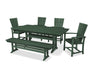 POLYWOOD Quattro 6-Piece Farmhouse Trestle Dining Set with Bench in Green