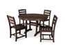 POLYWOOD 5 Piece La Casa Side Chair Dining Set in Mahogany