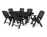 POLYWOOD 7 Piece Nautical Dining Set in Black