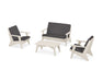 POLYWOOD Riviera Modern Lounge 4-Piece Set in Sand with Ash Charcoal fabric
