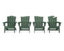 POLYWOOD Wave Collection 4-Piece Adirondack Chair Set in Vintage White