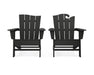 POLYWOOD Wave 2-Piece Adirondack Set with The Wave Chair Left in Black