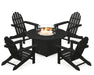 POLYWOOD Classic Adirondack 5-Piece Conversation Set with Fire Pit Table in Black