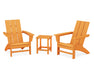 POLYWOOD Modern 3-Piece Adirondack Set with Long Island 18" Side Table in Tangerine