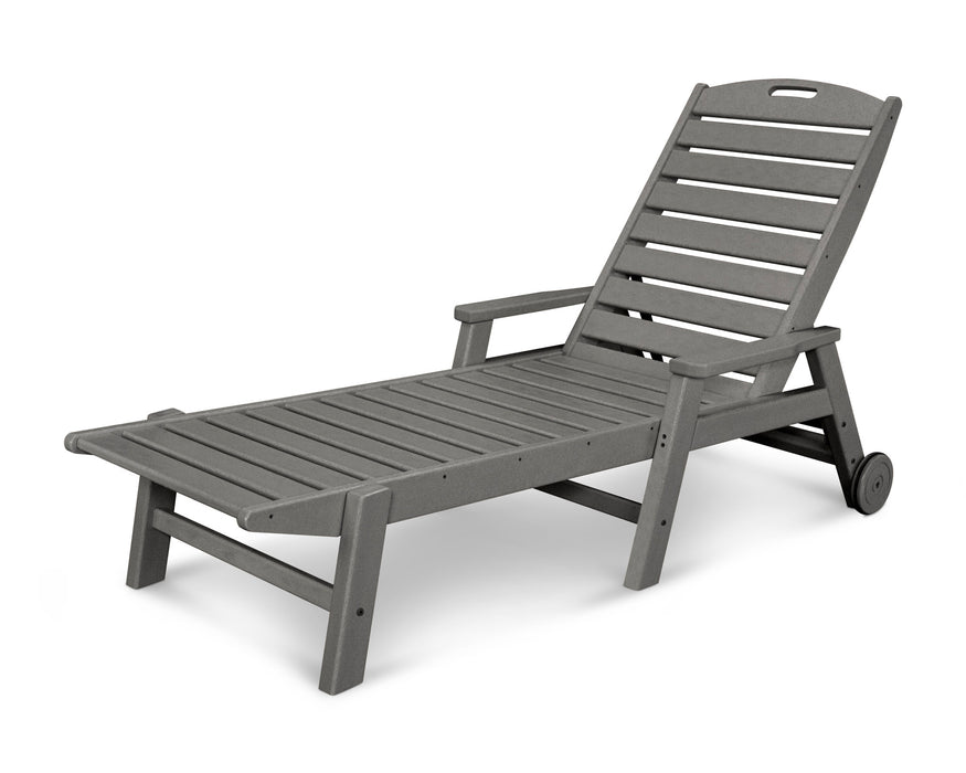 POLYWOOD Nautical Chaise with Arms & Wheels in Slate Grey
