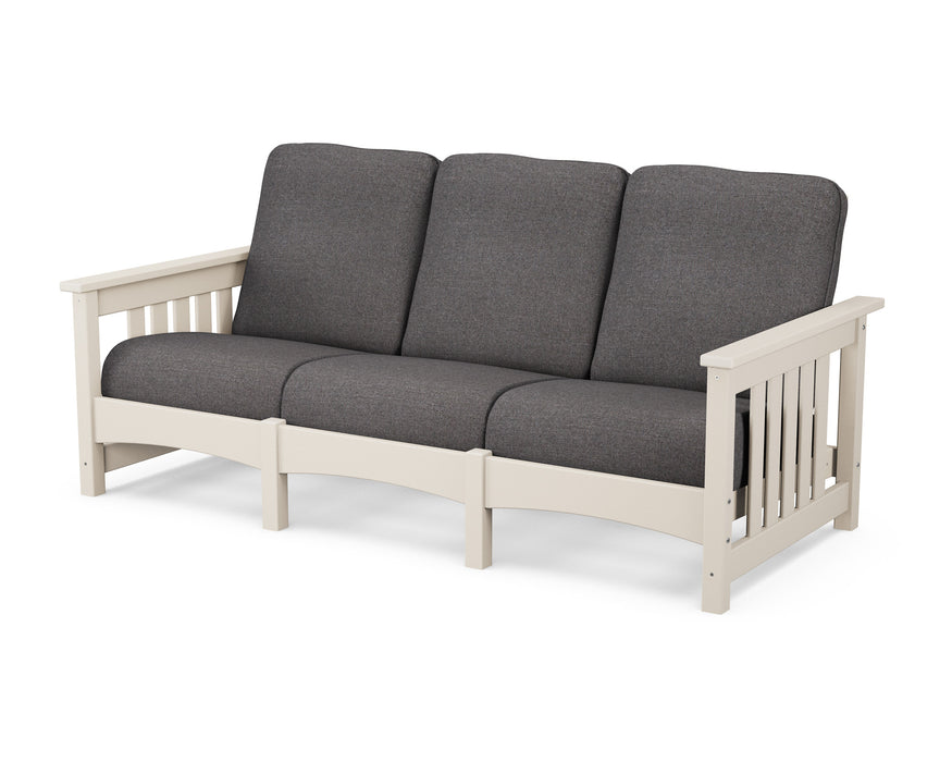 POLYWOOD Mission Sofa in Sand with Ash Charcoal fabric