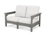 POLYWOOD Club Settee in Slate Grey with Natural Linen fabric