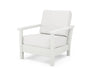 POLYWOOD Harbour Deep Seating Chair in Vintage White with Ash Charcoal fabric