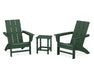 POLYWOOD Modern 3-Piece Adirondack Set with Long Island 18" Side Table in Green