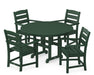 POLYWOOD Lakeside 5-Piece Round Arm Chair Dining Set in Green