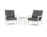 POLYWOOD Lakeside 3-Piece Deep Seating Chair Set in Vintage White with Ash Charcoal fabric