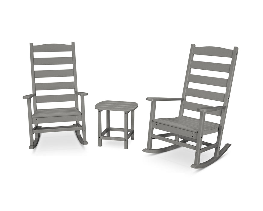 POLYWOOD Shaker 3-Piece Porch Rocking Chair Set in Slate Grey
