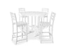 POLYWOOD 5 Piece La Casa Side Chair Bar Dining Set in White