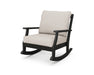 POLYWOOD Braxton Deep Seating Rocking Chair in Vintage White with Marine Indigo fabric