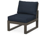 POLYWOOD Edge Modular Armless Chair in Mahogany with Spiced Burlap fabric