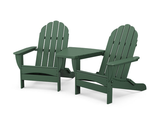 POLYWOOD Classic Oversized Adirondacks with Connecting Table in Green