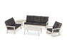POLYWOOD Vineyard 6-Piece Deep Seating Set in Vintage White with Air Blue fabric