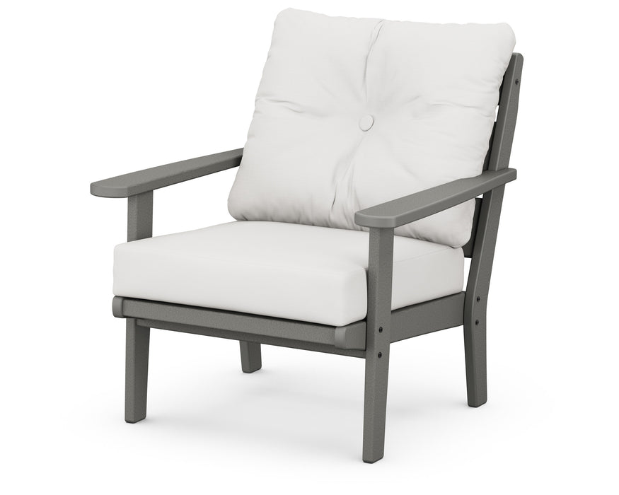 POLYWOOD Lakeside Deep Seating Chair in Slate Grey with Natural Linen fabric