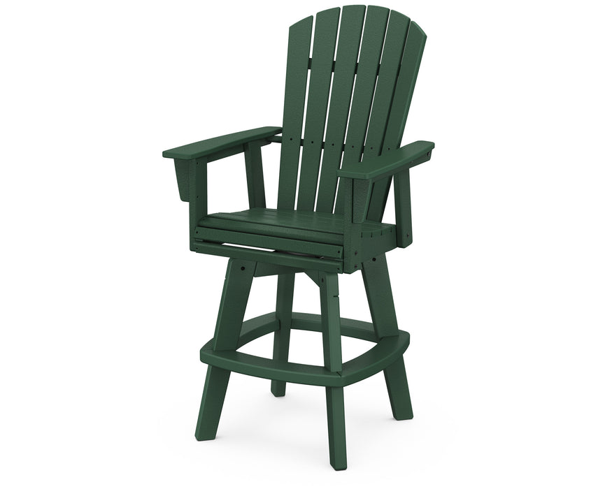 POLYWOOD Nautical Curveback Adirondack Swivel Bar Chair