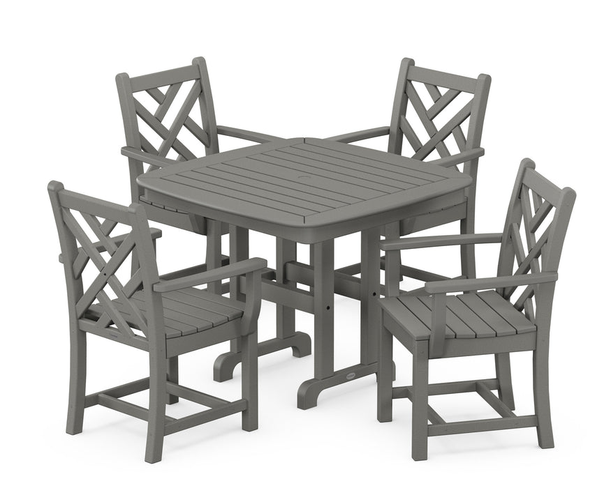 POLYWOOD Chippendale 5-Piece Arm Chair Dining Set in Slate Grey