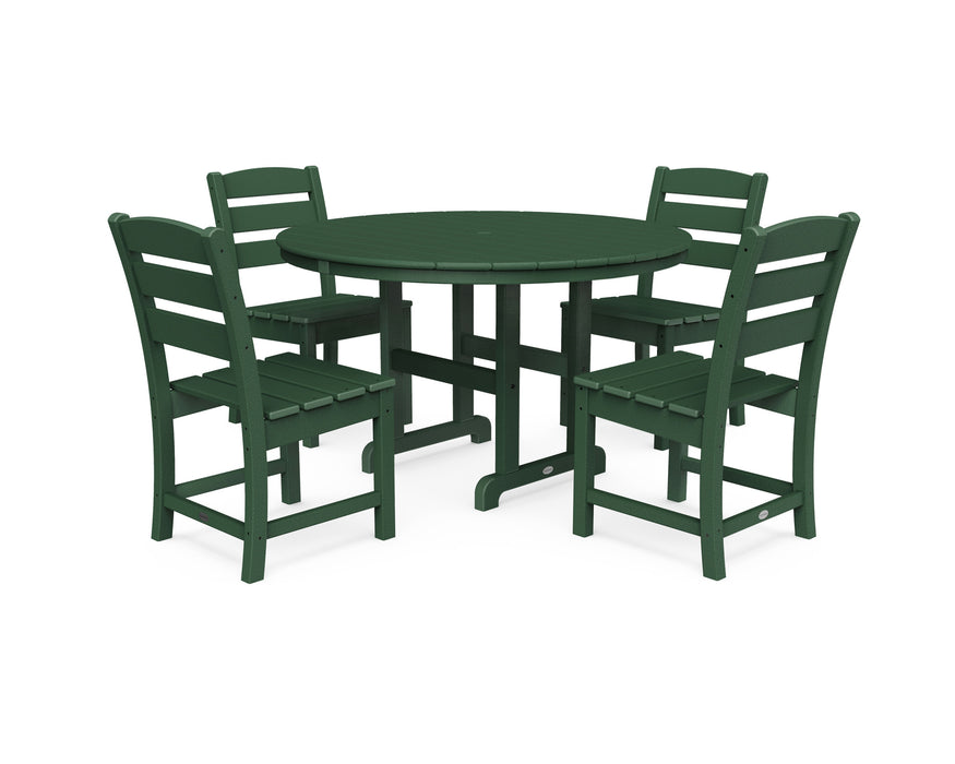POLYWOOD Lakeside 5-Piece Round Side Chair Dining Set in Green