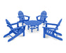 POLYWOOD Classic Folding Adirondack 5-Piece Conversation Group in Pacific Blue